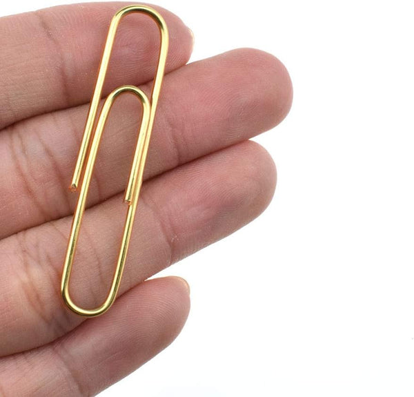 HAHIYO Large Paper Clips, 2 inches Length Gold Paperclips, Vinyl Coated for Bookmark Organizing Home Office School 80