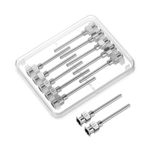 12pcs 13Gauge Stainless Steel Dispensing Needles, 1" All Metal Blunt Tips Luer Lock for Glue, Ink, Lab Use