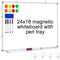 H-Qprobd Magnetic Whiteboard, 24" x 18" Dry Erase Board - Hanging Mounted Whiteboard with Aluminum Marker Tray