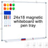H-Qprobd Magnetic Whiteboard, 24" x 18" Dry Erase Board - Hanging Mounted Whiteboard with Aluminum Marker Tray