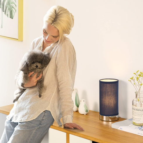 Lampwell FION Small Table Lamp for Living Room as Bedside Table Lamp for Bedroom,Modern Table Lamp,Kids Table Lamp,Night Table Lamp, 3.94 H8.27IN,Bulb Excluded,Dark Blue Table Lamp by Lampwell