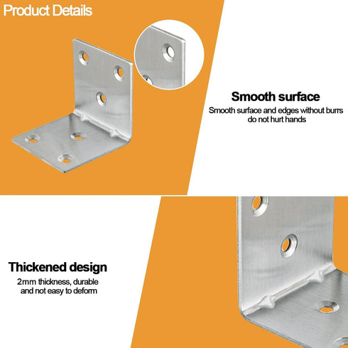 LOSYHU 20PCS 2"x2"x2", 50MM 2Inch 90 L Brackets Corner Bracket Heavy Duty Corner Brace for Wood, Right Angle Brackets