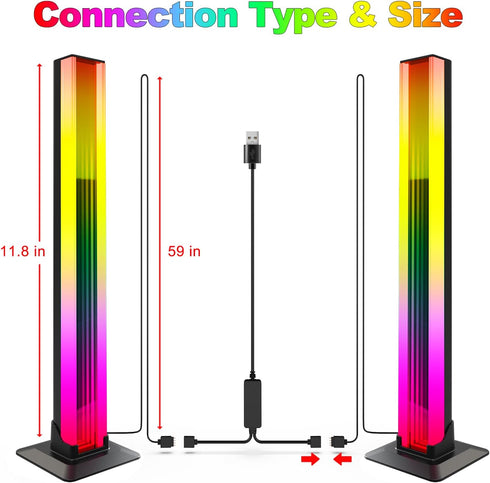 RGBW LED Light Strip, Music Sync RGB IC LED Lights Bars, USB Powered Ambient Lighting, Remote Control Color Changing