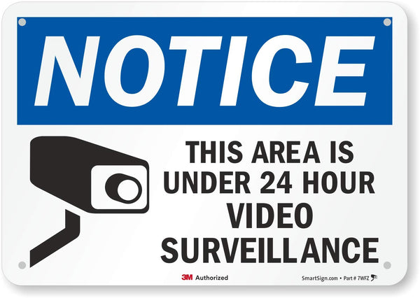 SmartSign U1-1002-RA_10x7 Notice - This Area Is Under 24 Hour Video Surveillance Sign, 7" x 10", 3M Reflective Aluminum