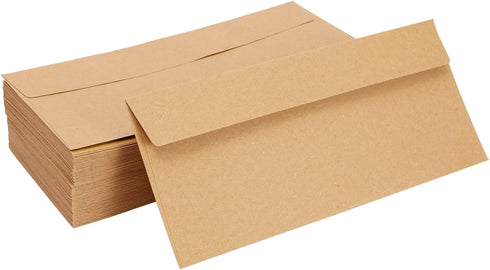 Juvale 100 Pack Bulk #10 Brown Envelopes, Gummed Seal for Invitations, Mailing Letters, Checks (4-1/8 x 9-1/2 In)