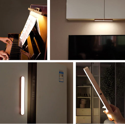 WDLT 360Rotatable Dimmable Wooden LED Battery Wall Light with Touch Switch Magnetic Cabinet Lamp Mirror Light USB