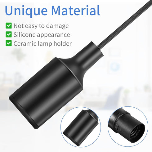 10 Pack Bulb E26 E27 Lantern(Black,6 Hanging Light Cord Pendant Light Cord with Switch Light Socket Extension Light