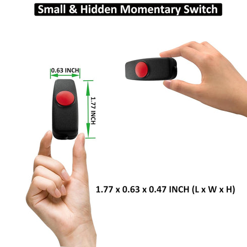 12v/24v 10 Inch Surface Mount Momentary Push Button Switch Mini Momentary Switch with Pre-Wired at The end of The Lead
