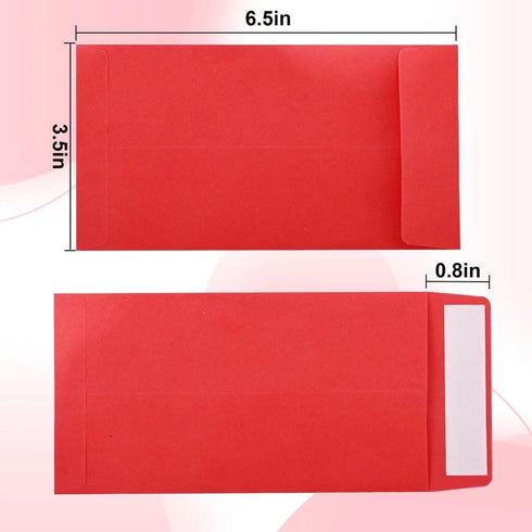 Money Saving Envelopes - 3.5x6.5inch Red Money Envelopes for Cash, 100pack for Coins & Checks