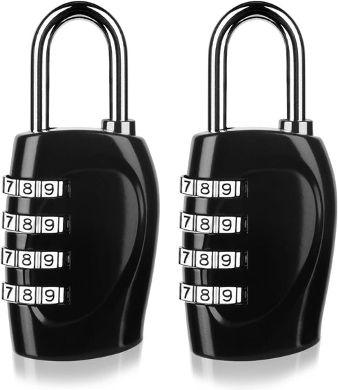 4 Digit Combination Lock Outdoor Padlock, Waterproof for School Gym Locker, Storage Unit, 2 Pack Black
