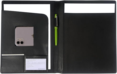 Leather Portfolio Folder Padfolio, Business Organizer Document Planner Portfolio Binder Storage Pocket for Legal Pad