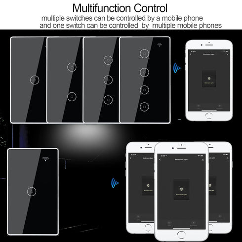 WiFi Brilliant Glass Touch Smart Light Switch, Zigbee 3.0 Light Switch, Works with Alexa and Google Home