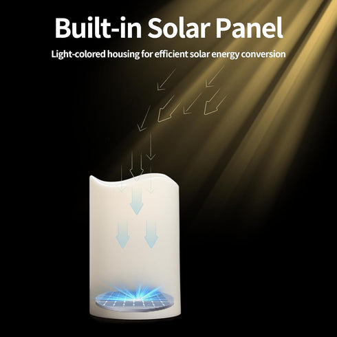 Solar Candles Outdoor Waterproof, 3" x 4.5" Ivory White Flameless LED Pillar Candles with Dusk to Dawn Light Sensor