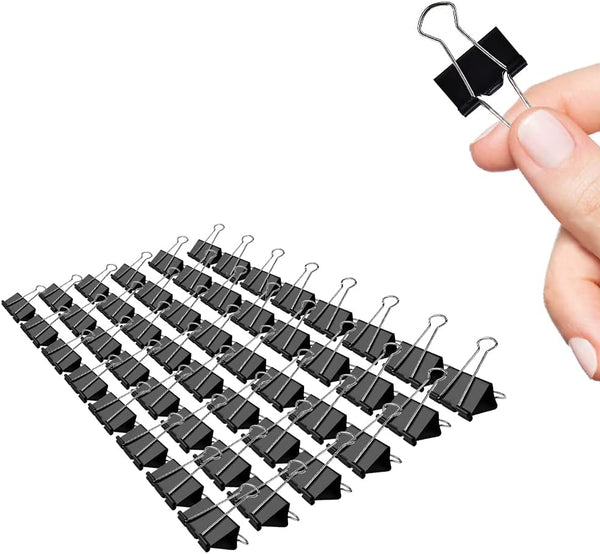 Small Binder Clips, 48 Pack, 3/4 Inch Standard 19mm Black, Small Paper Clips for Office, Micro Clips