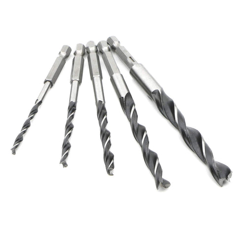 JIUWU Hex Handle Three Point Wood Drill Bit Set, High-Carbon Steel Brad-Point Tip Drilling Woodworking Hole Saw Set Cutter Opener Wood Plastic Plywood 2 Sets (4mm 5mm 6mm 8mm 10mm)