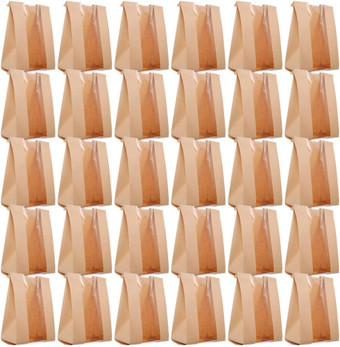 ERINGOGO 100pcs Kraft Paper Bakery Bags with Window for Sandwich Cookies and