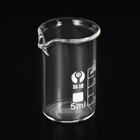PATIKIL 5ml Low Form Glass Beaker, 3.3 Borosilicate Glass Graduated Measuring Cups with Spout