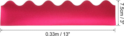 PATIKIL 3" x 13" Bulletin Board Border, 30 Pack Scalloped Trim Strips Wall Decor for Locker Classroom Cork Poster Black Board White Chalkboard, Shine Rose Red