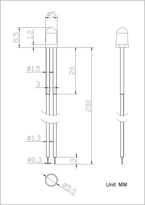 30pcs 12 5mm 7.9 inch 12v Volt White LED Lights Emitting Diodes Pre Wired DC LED Light Clear Lens Small LED Lamps
