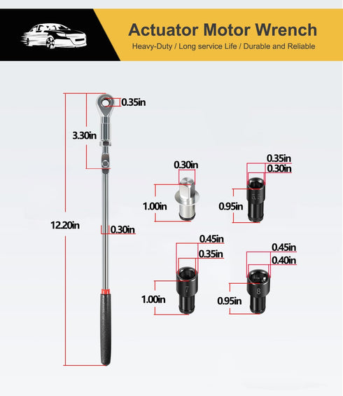 Yoursme 64180 Actuator Motor Tool Set, Includes 5.5mm 7mm 8mm Socket and 1/4" Square Drive Adapter, 5 pc