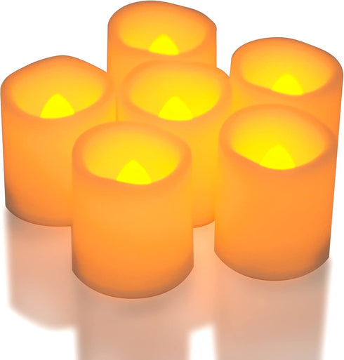 Battery Operated Flameless Votive Candles, Pack of 6 with Timer, Small LED Candle Lights for Daily Cycle