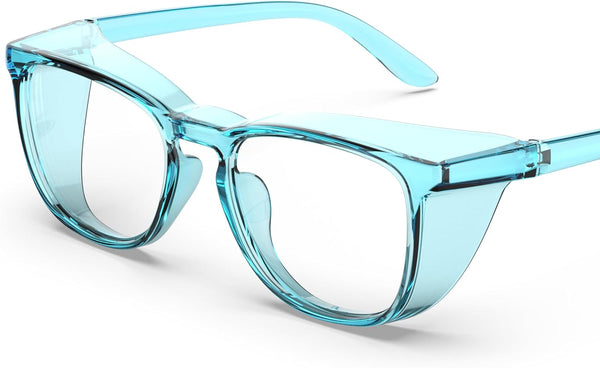 TOREGE Clear Safety Glasses for Men & Women, Anti-Fog Eye Protection Goggles, Z87 Light Blue