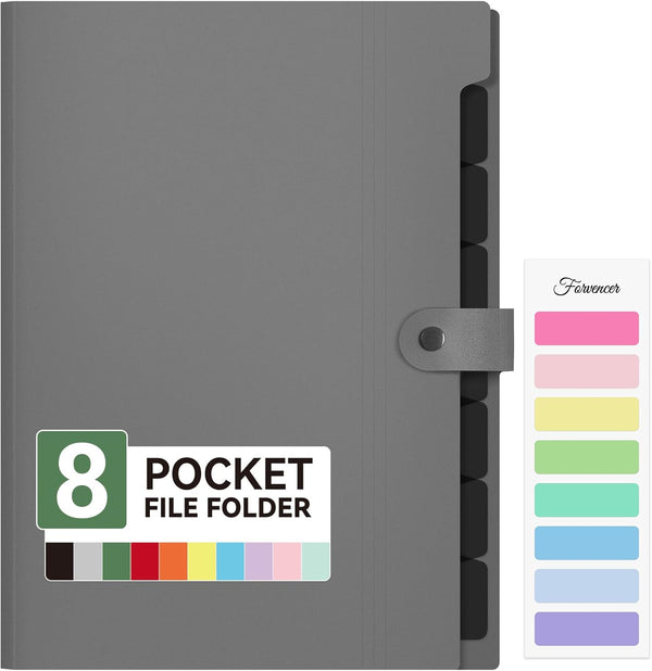 Forvencer Expanding File Folder, 8 Pocket Accordion Organizer for Documents, Cute Paper Organizer, Portable Folders for
