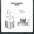 HNQM5000 3" Galvanized Malleable Iron Plug with Square Head, 3 Inch