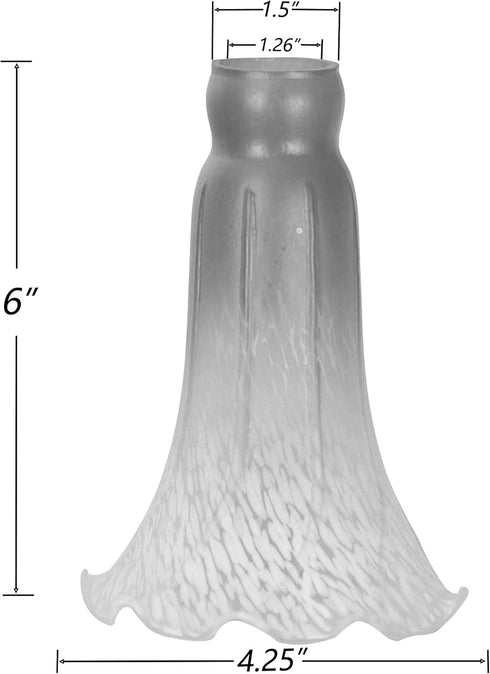 LS20 1.26" 1.5") Bieye Lily Flower Blown Glass Lampshade (Orange Pink, Opening I.D. x O.D.
