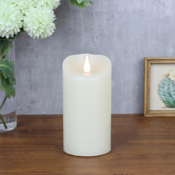 Flameless Candles, 3D Moving Flame Battery Operated Candles with Timer, Ivory Real Wax Electric LED Pillar 3" x 6"