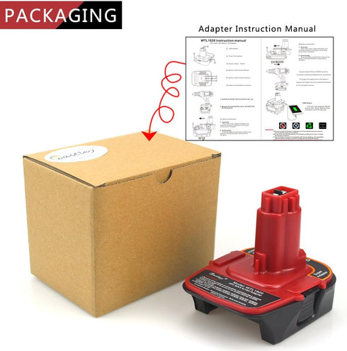 waitley Battery Adapter for Dewalt DCA1820 18V-20V Converter with USB Port, Compatible with DC9096 DE9096
