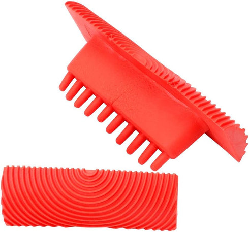 Durable Red Cylinder Rubber Wood Grain Effect Painting Tool, 2Pcs/Set for House Office