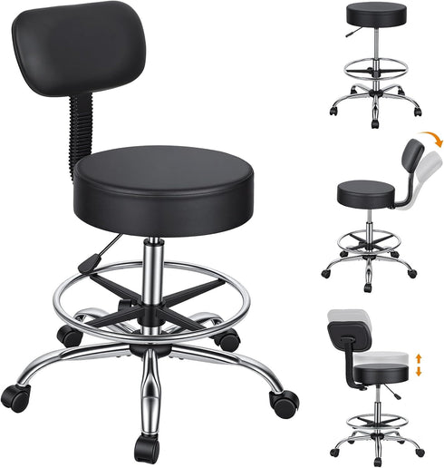 sexaoalx Drafting Chair with Back Height Adjustable Office Desk Stool with Foot Rest