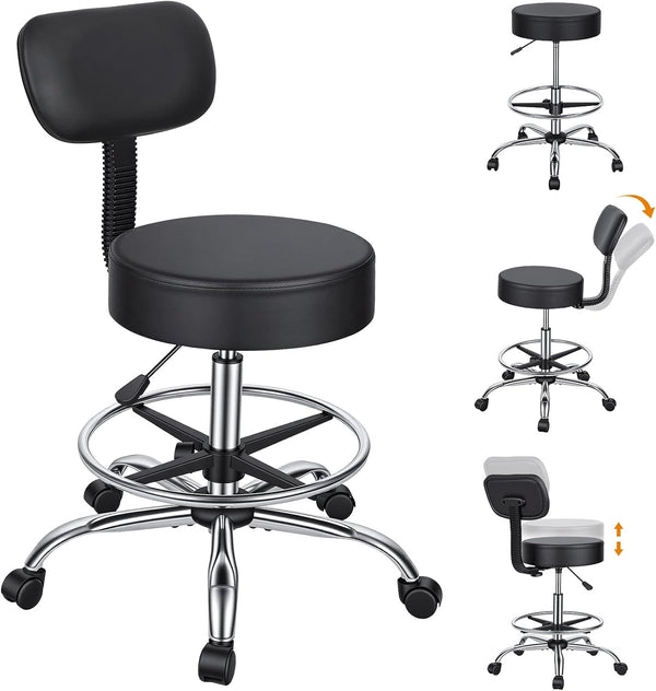 sexaoalx Drafting Chair with Back Height Adjustable Office Desk Stool with Foot Rest