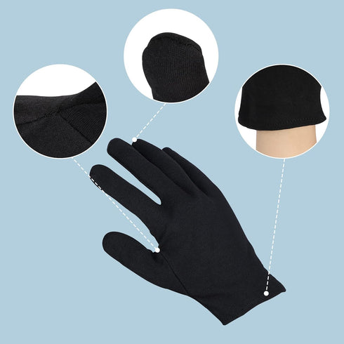 5 Pairs Archival Photo Gloves - Black Medium Work Gloves for Handling Art and Photography