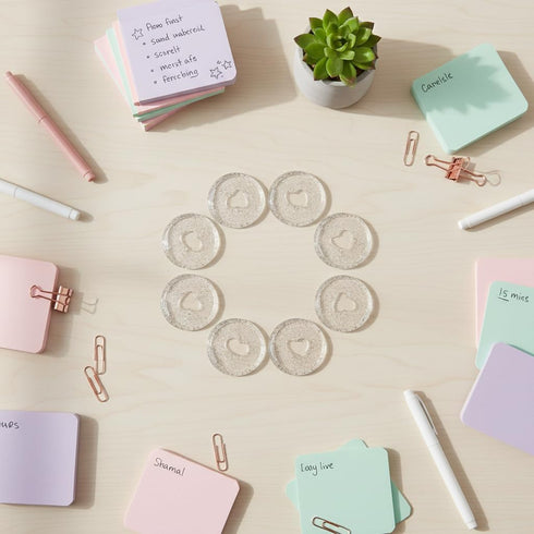 Cauaoa 10 24mm Pcs Heart Binder Rings Loose Leaf Binder Ring,Plastic for Index Cards,Flashcard Discs Binding Discbound