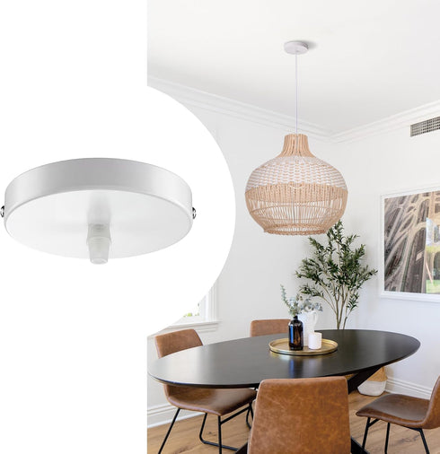 12cm White Ceiling Canopy Light Kit with Hardware, Ceiling Plate for Pendant Lighting Chandelier