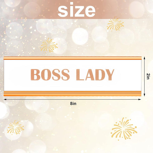 Zonon Rose Gold Boss Lady Sign, Acrylic Desk Name Plate with White Background for Women Office Decor