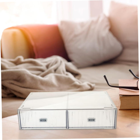 Small Plastic Storage Bin with Drawers, Stackable Organizer for Desk Accessories, Stationery, Office Supplies