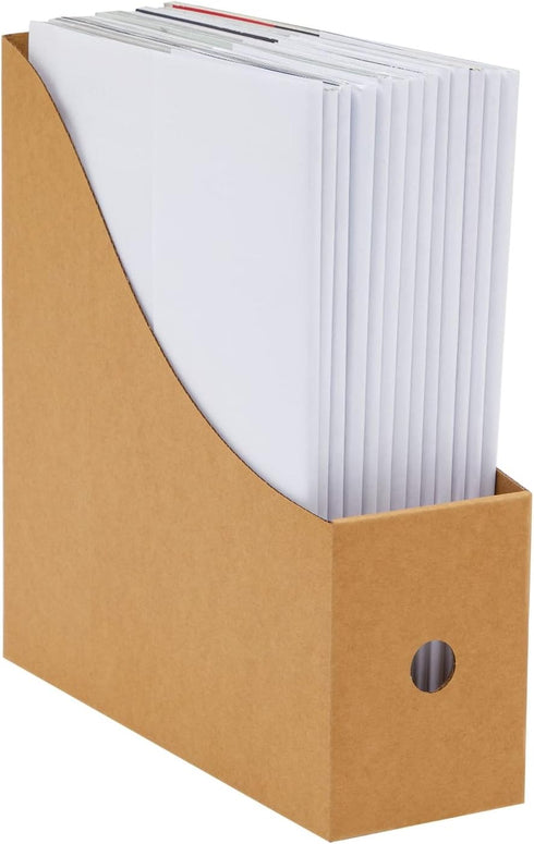 Juvale 8-Pack Kraft Paper Cardboard Magazine File Holder Boxes with Labels for Document Storage Organizer