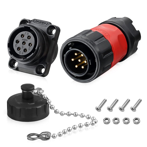 7 Pin Connector, Waterproof Solder Connector for Automotive, Power, Marine, Indoor/Outdoor Electrical Connection