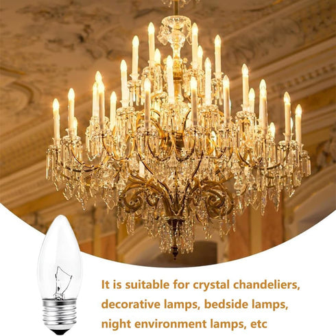 YKCGG 8 Pack 40W Bulbs Bulb E26 Incandescent Equivalent Energy Torpedo Tip Chandelier with Crystal Clear Incandescent