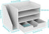 Multi-Tier Wood Desk File Organizer with Side File Rack, 3 Tray Shelves & Adjustable Drawer for Office Setup