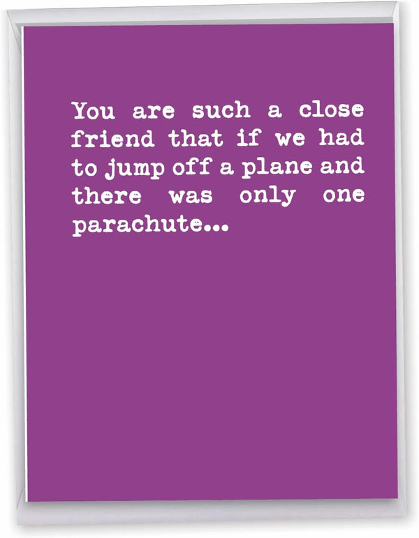 NobleWorks Jumbo Hysterical Birthday Greeting Card, 8.5 x 11 Inch, 1 Pack, Parachute J0936