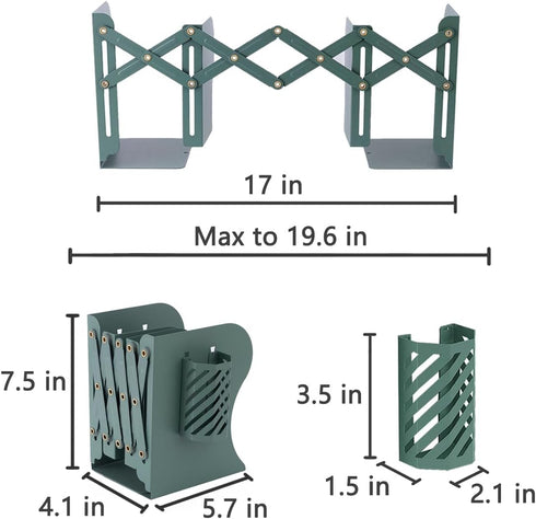 Kingsmile Bookends, Book Ends, Metal Book Ends for Shelves, Book Stopper for Heavy Books, Book Ends to Hold Books for Kids Room, Home, Office, Classroom, Library with Removable Pen Holder. (Green) by Kingsmile
