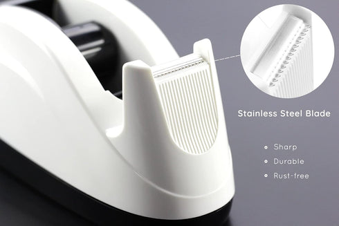 Heavy Base Nonskid Desk Tape Dispenser, One-Hand Dispensing, White, 4 Pack