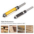 Mesee 2 Pieces Flush Trim Router Bit Set, 1/4 Inch Shank, Pattern Template Trimming Router Bits with Bearing Guide,