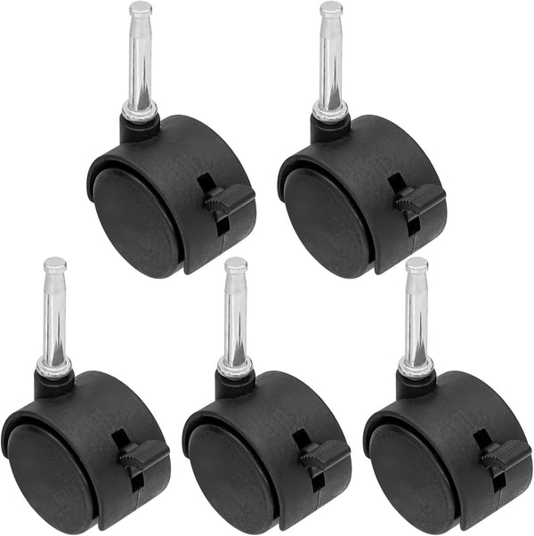 5-Pack 2-Inch Mini Crib Stem Caster Wheels With Brakes For Rolling Carts