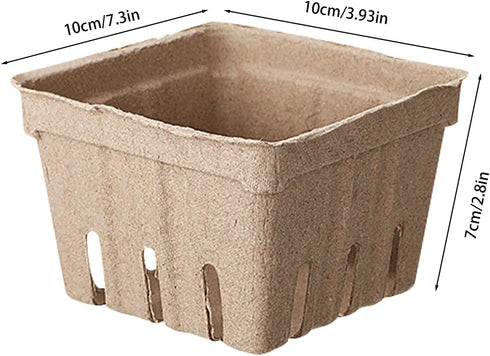 Naqqios 30pcs Produce Baskets Farmers Market - Thick Fruit Containers | Stackable Pulp Fiber Berry Basket