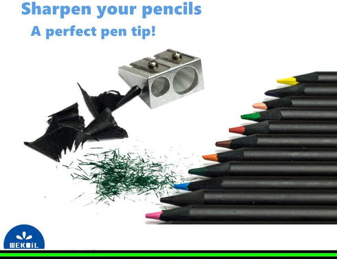 Manual Twin Metal Pencil Sharpeners - Pack of 4 Double Holes for Colored Graphite Pencils